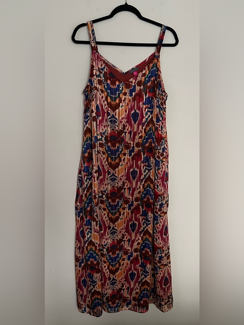 Vince Camuto Multicolor Ikat-Pleated Midi Dress Boho 1X Plus Size Women’s - Picture 5 of 12